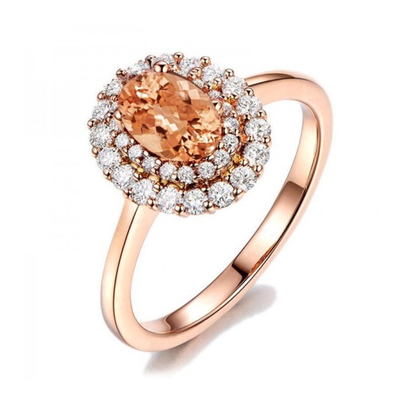 Huitan Jewelry - Rose Gold Filled Crytine Gemstone Ring  New